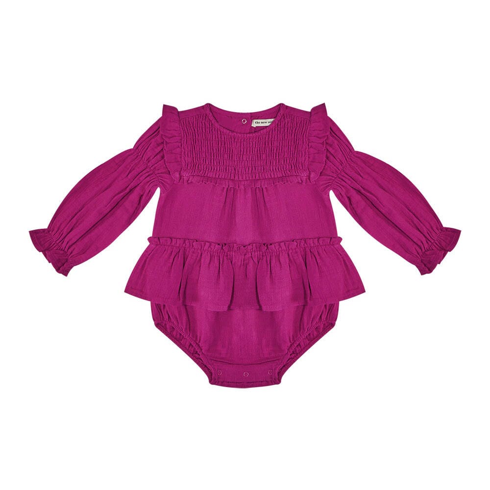 Dominique Baby Romper - Bougainvillea One Pieces The New Society 