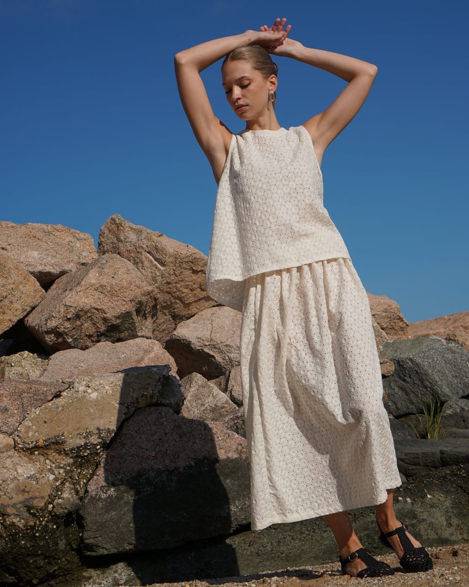 Uma Embroidered Skirt - Ivory