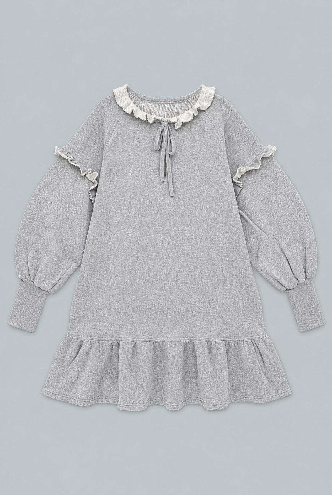Ruffle Sweatshirt Dress - Heather Gray