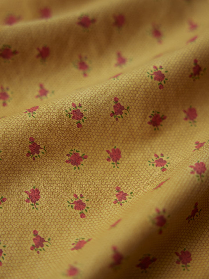 Jocelyn Puff Sleeve Fringe Dress - Honeycomb/Mini Rose Floral