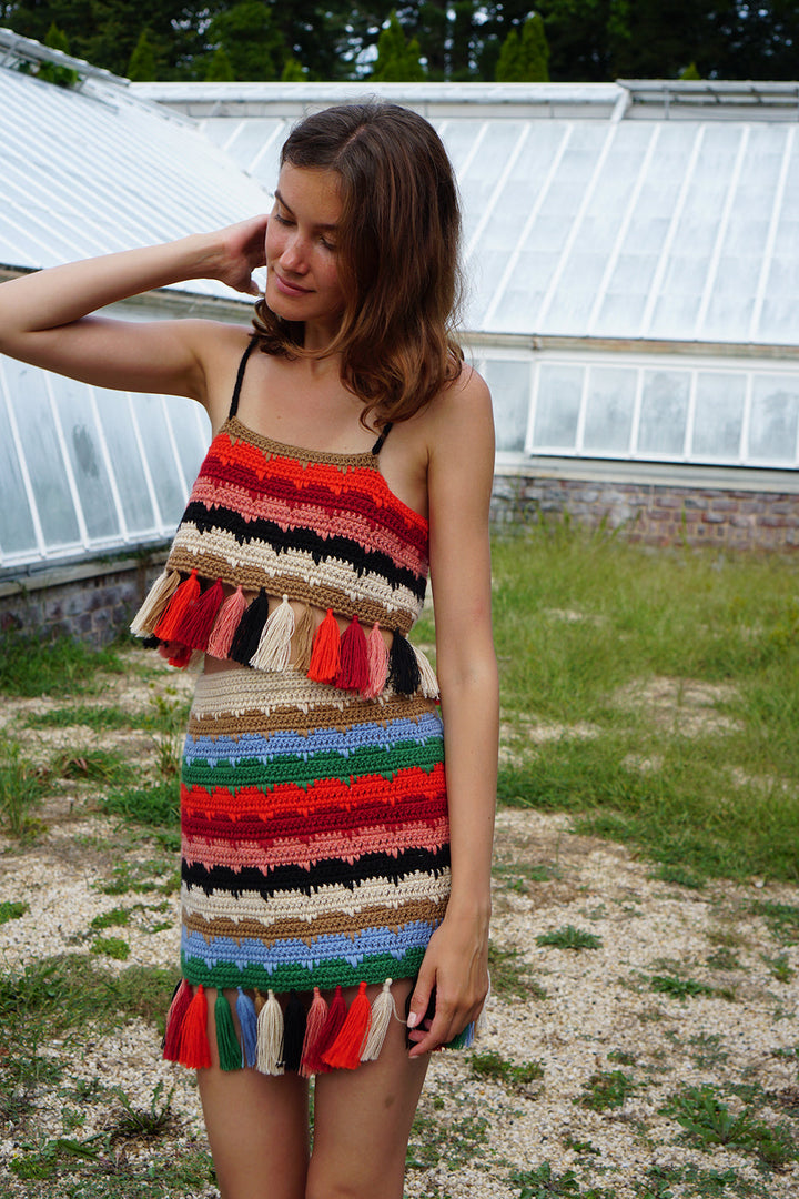 Alice Fringy Crochet Skirt - Brights