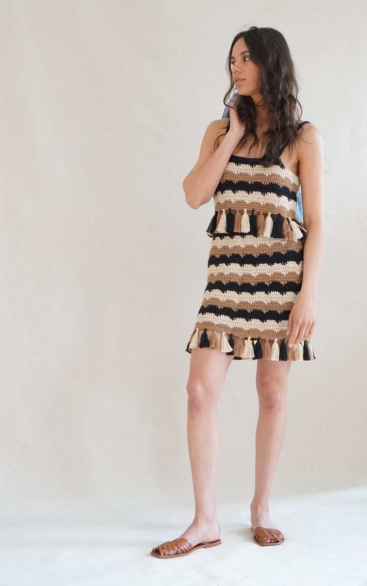 Alice Fringy Crochet Skirt - Neutrals