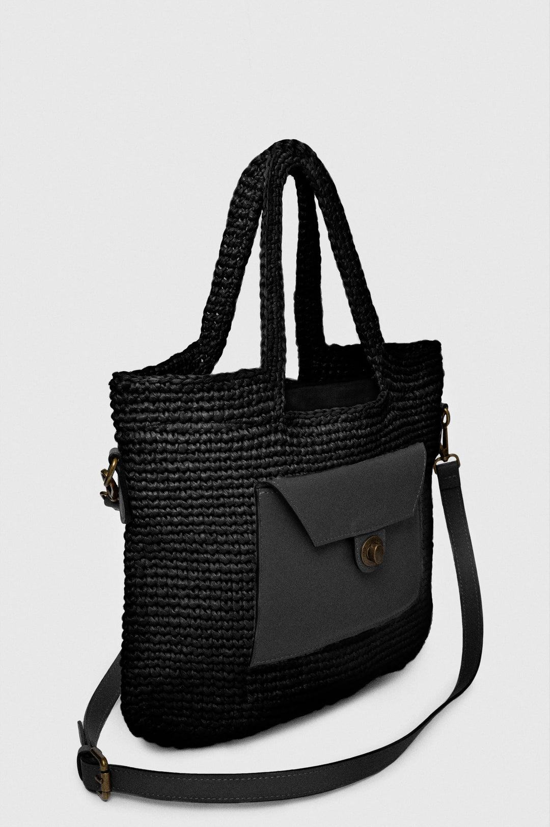 The LIDO Straw Tote - Black
