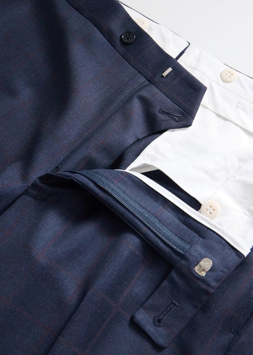 All Year Wool Windowpane Suit - Slate Blue