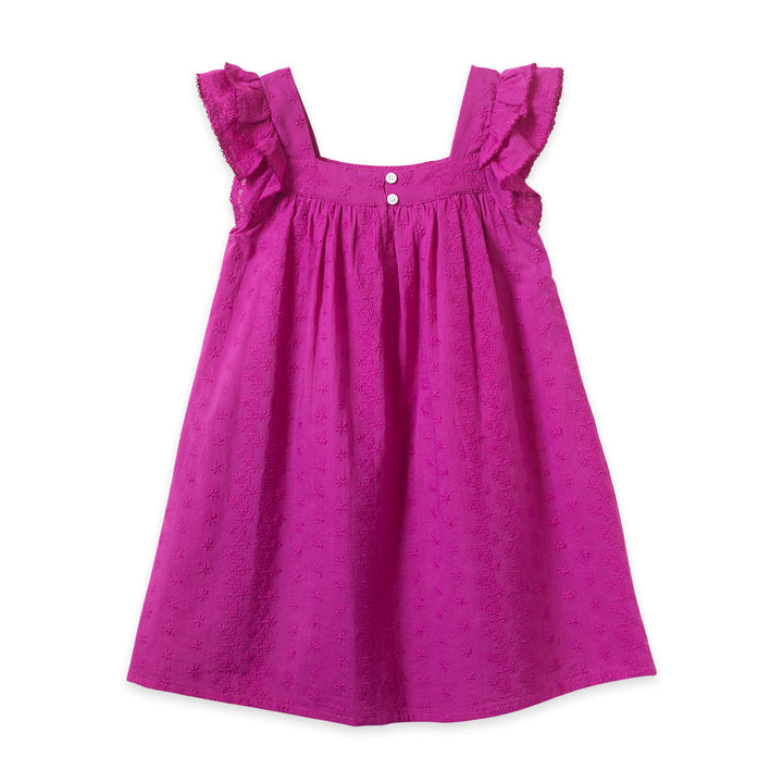 Girls Square Neck Everly Dress - Vivacious Pink