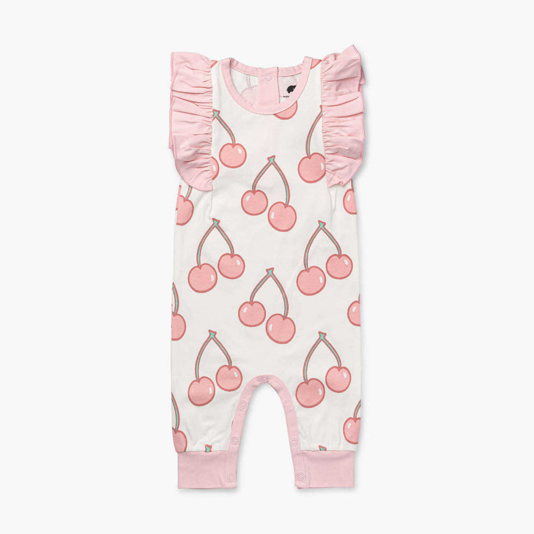 Sleeveless Ruffle Romper - Very Cherry