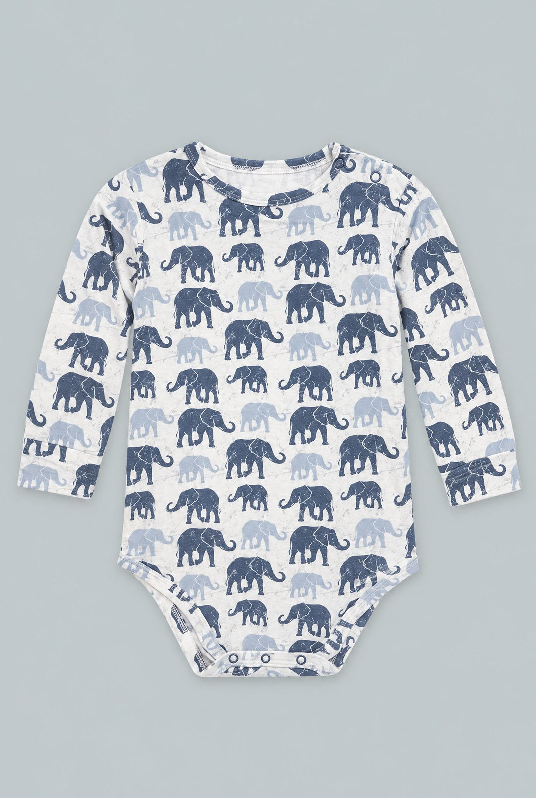 Blue Elephant Long Sleeve Bodysuit - Ethan's Elephants