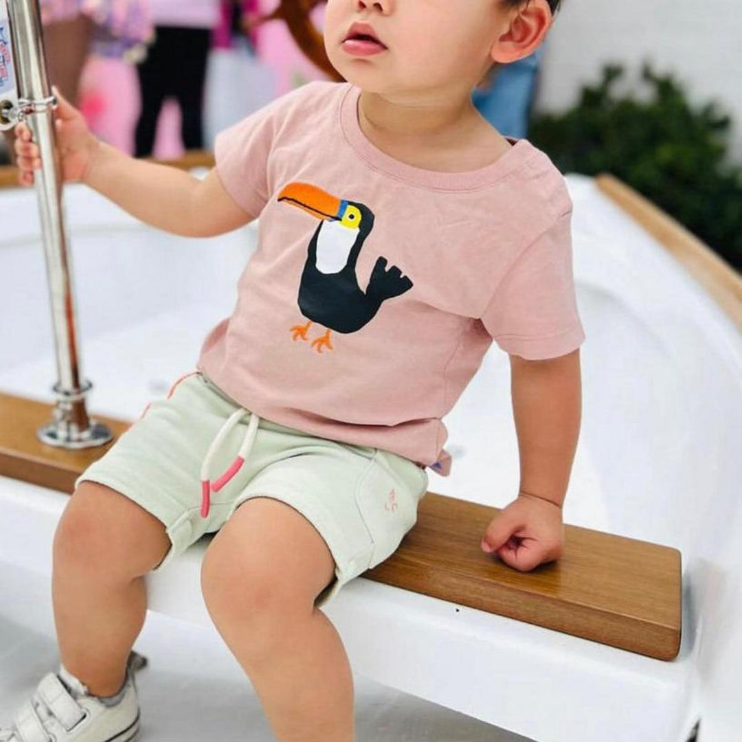 Recycled Cotton Toucan Baby T-shirt - Misty Rose