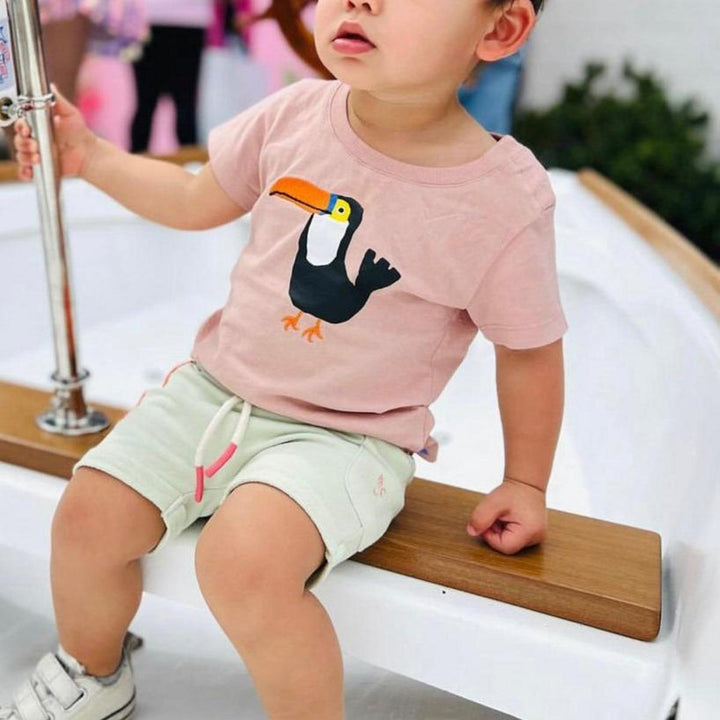 Recycled Cotton Toucan Baby T-shirt - Misty Rose