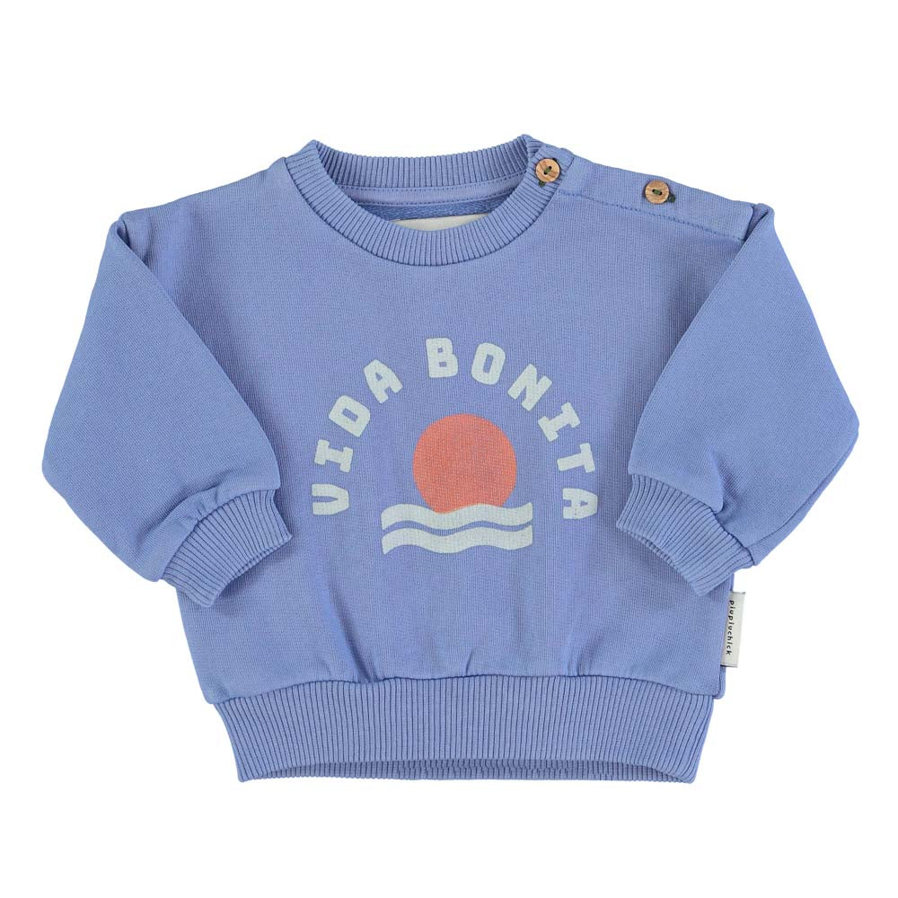 Baby Unisex Sweatshirt - Blue "Vida Bonita" Print