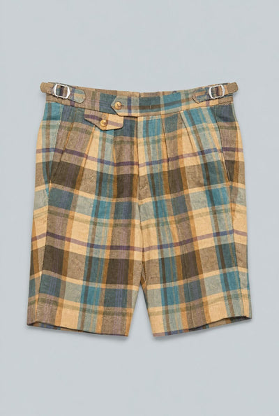 Linen Plaid Dress Walk Shorts - Plaid Blue