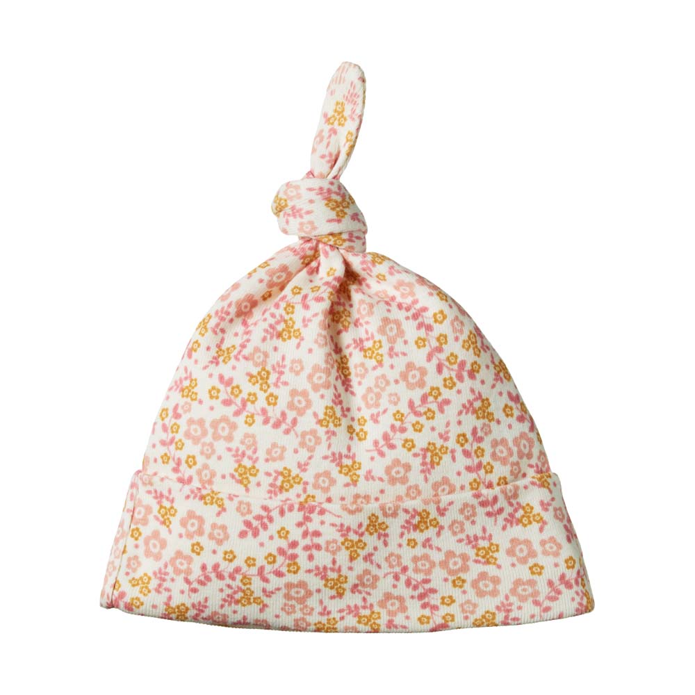Cotton Knotted Beanie - Daisy Belle Print