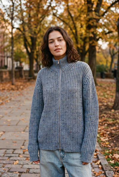 Dave Zip Cardigan - Blue
