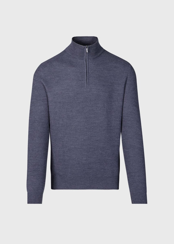 Merino Wool Quarter Zip Pullover - Grey