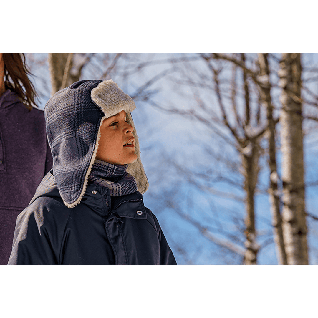 Kids Fleece Aviator - Gray/black Plaid