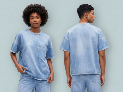 GAP × BÉIS Adult Knit Denim Pocket T-Shirt - Light Blue Shadow