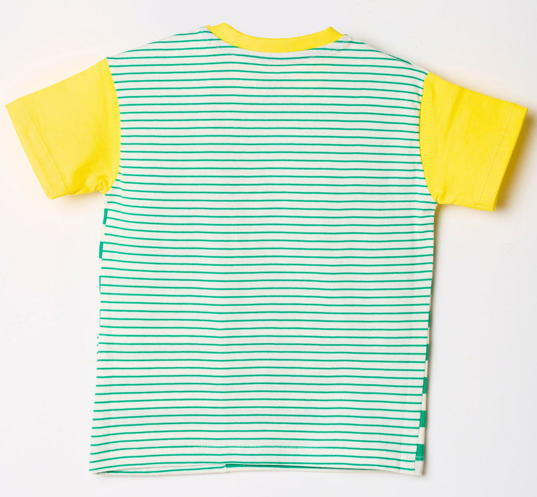 Short Sleeve Stripe T-Shirt - Blarney Green & Buttercup Yellow