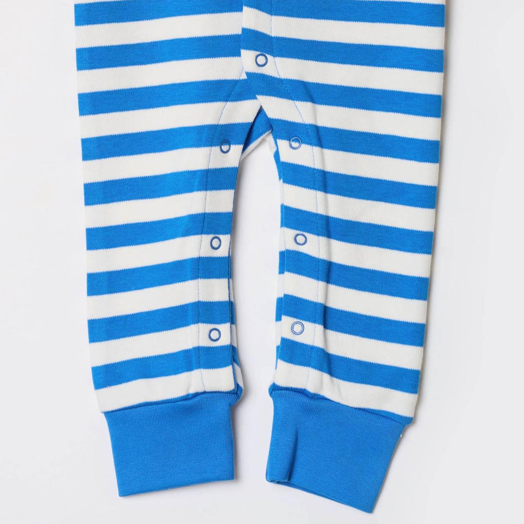 Long Sleeve Snap Romper - Palace Blue Stripes