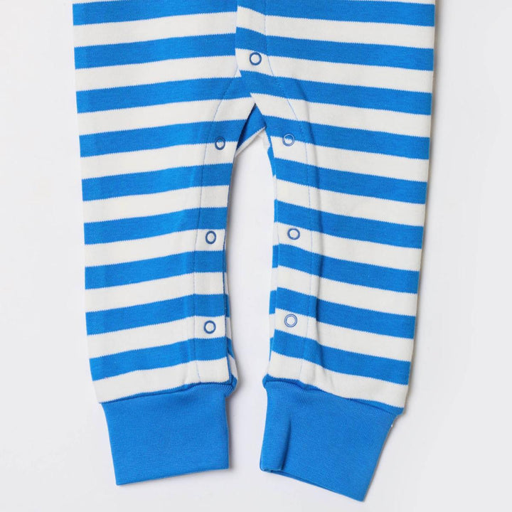 Long Sleeve Snap Romper - Palace Blue Stripes