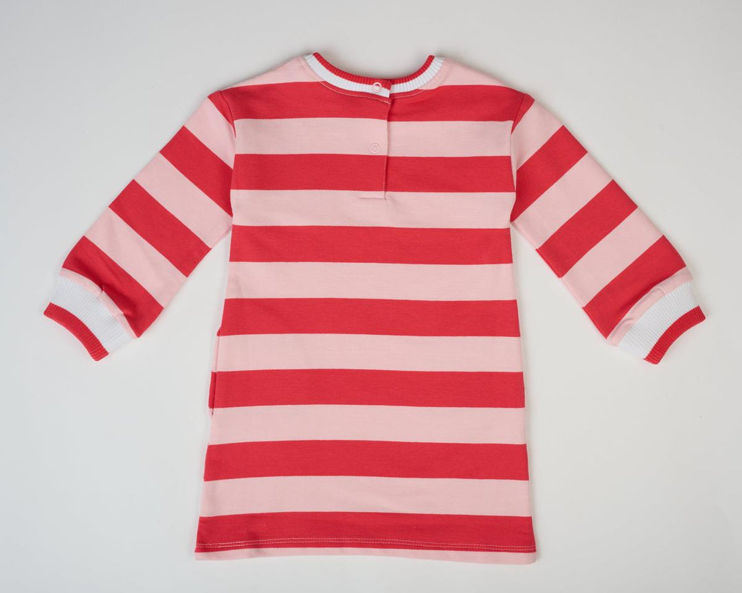 Heartbeat Stripe Sweatshirt Dress - Pink