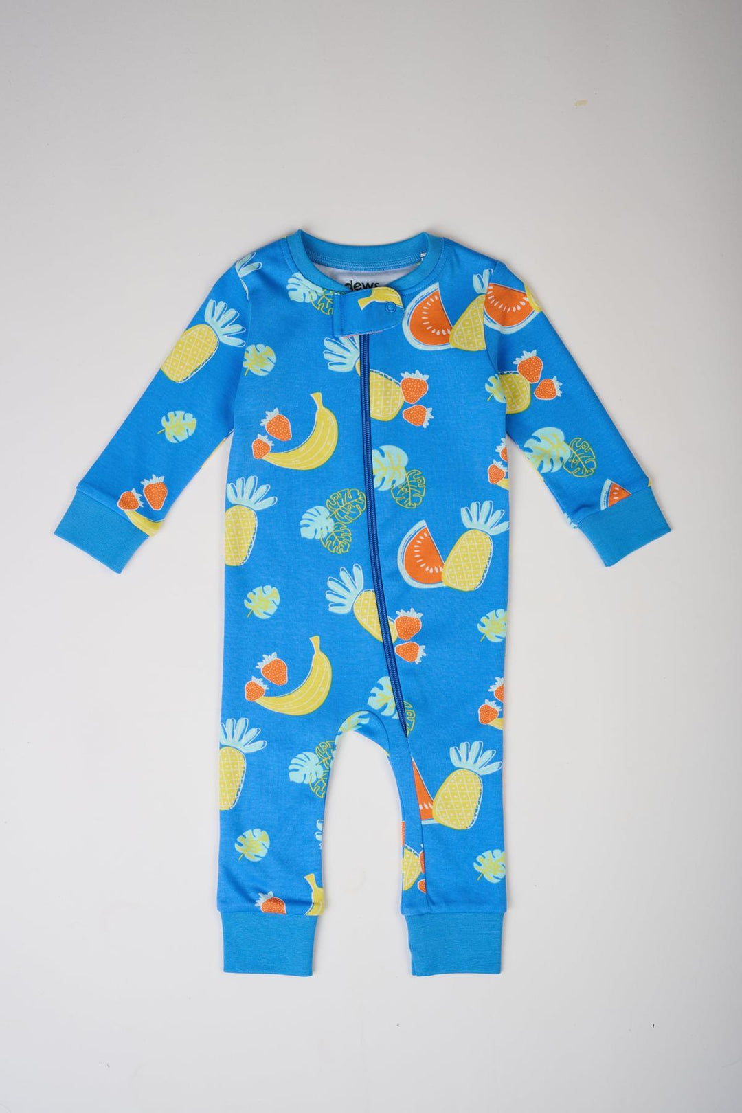 Long Sleeve Fruits Party Romper - Blue