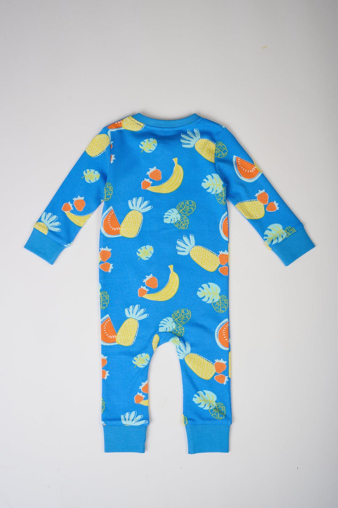 Long Sleeve Fruits Party Romper - Blue