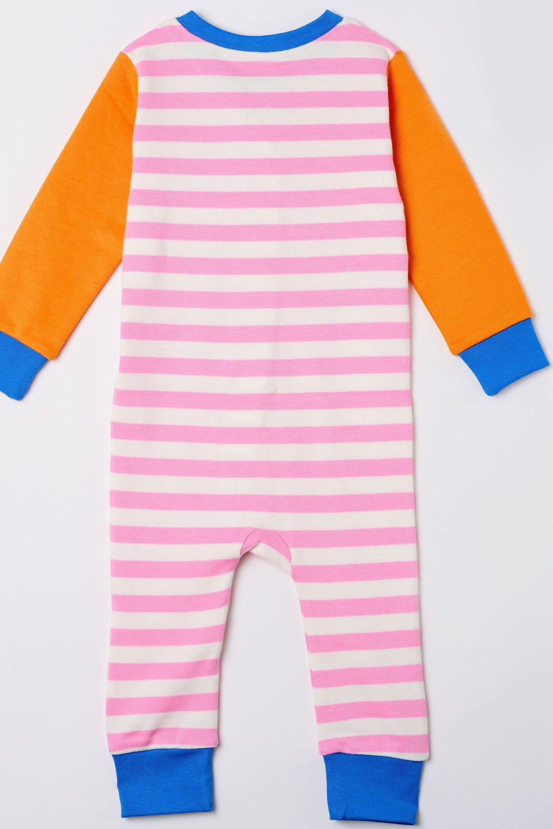 Long Sleeve Zip Romper - Prism Pink Stripes & Sun Orange