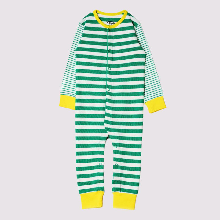 Long Sleeve Snap Romper - Blarney Green Stripes