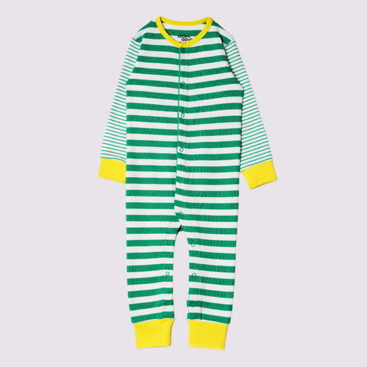 Long Sleeve Snap Romper - Blarney Green Stripes