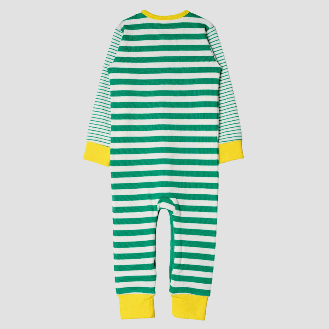 Long Sleeve Snap Romper - Blarney Green Stripes