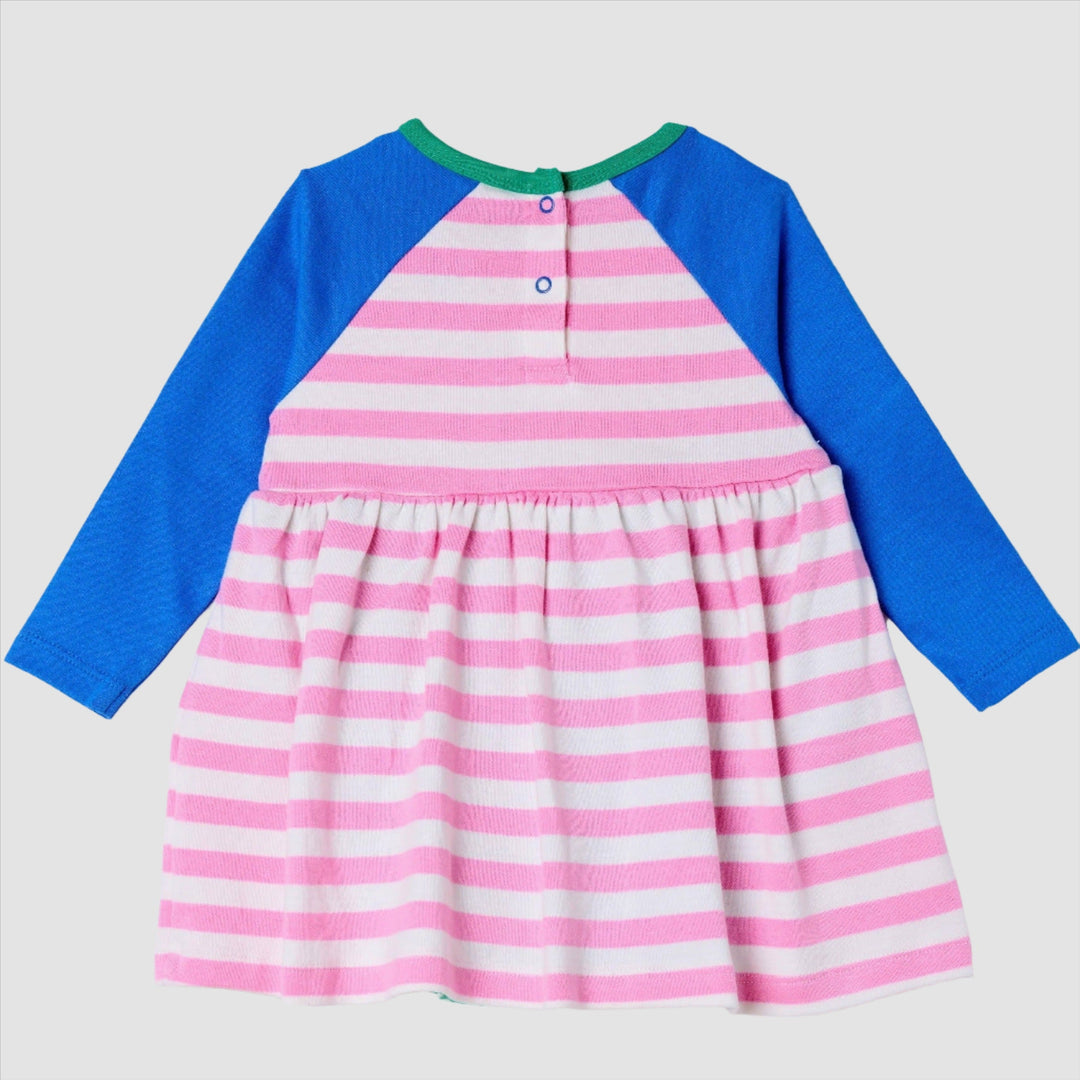 Long Sleeve Bodysuit Dress - Prism Pink Stripes