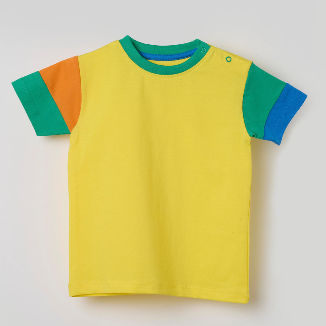 Short Sleeve Colorblock T-Shirt - Buttercup Yellow