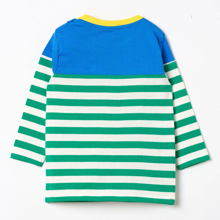 Long Sleeve Multicolor Pocket T-Shirt - Green Stripes