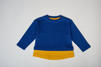 Long Sleeve Layered T-shirt - Blue & Yellow
