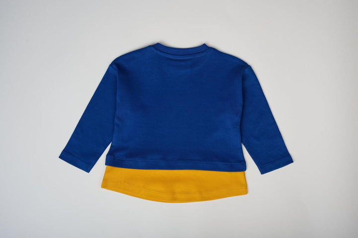 Long Sleeve Layered T-shirt - Blue & Yellow