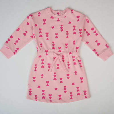 The Hearts Sweatshirt Dress - Pink on Pink