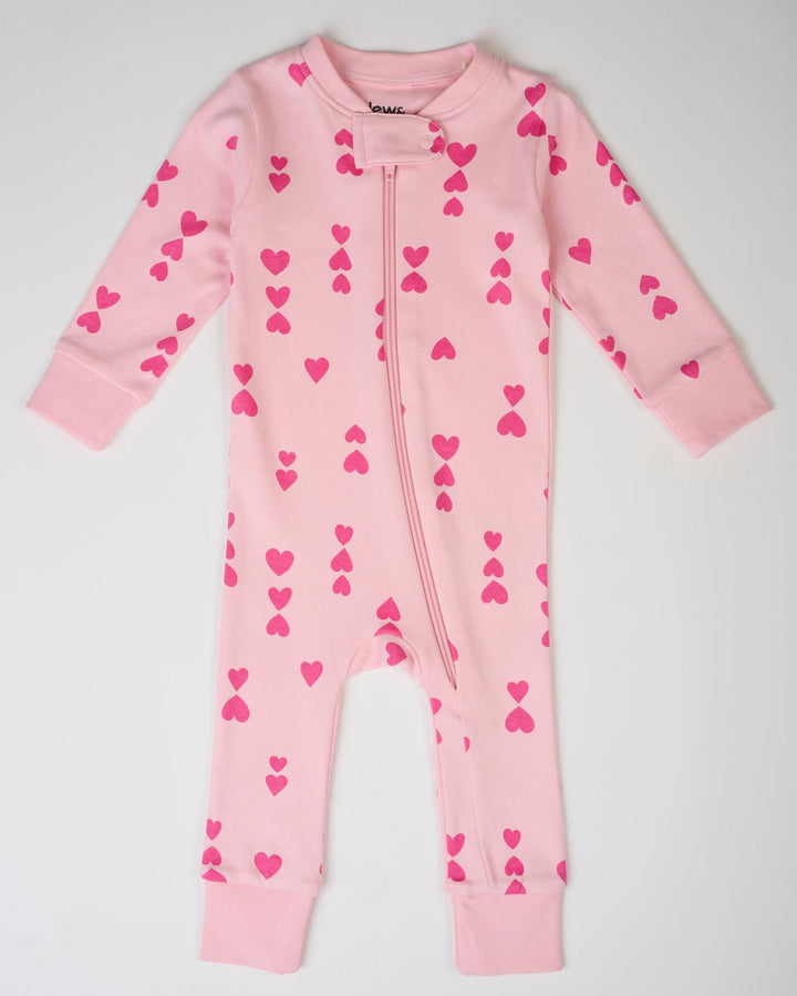 Pink-on-Pink Hearts Zip Romper