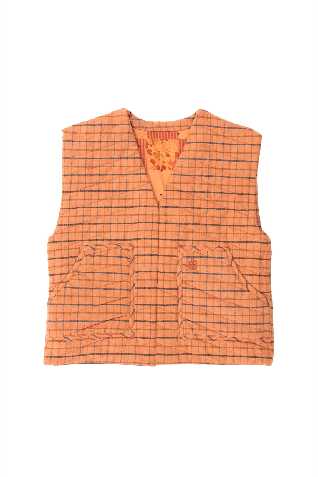 Sleeveless Kids Vest - Apricot Patchwork