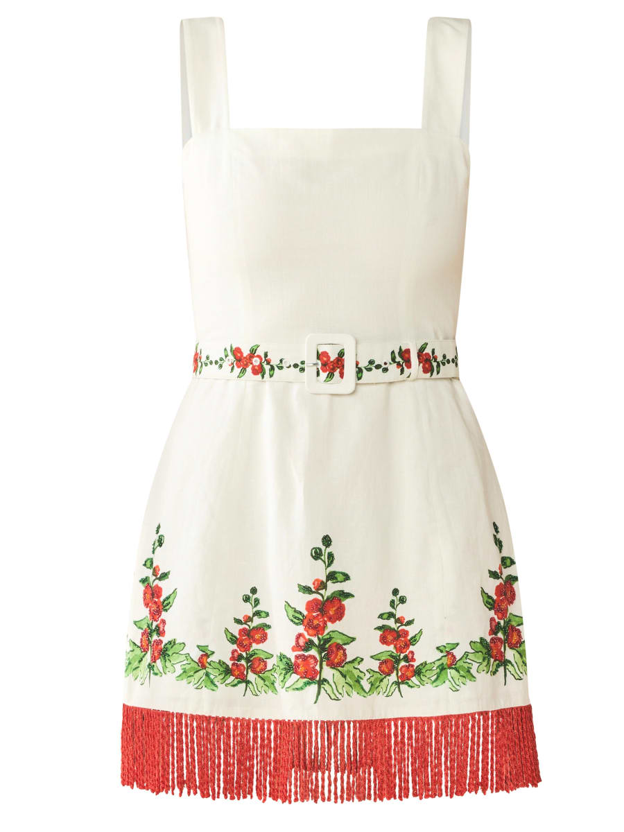 Sarah Bird Mini Dress x Larsen McDowell - White Larsen Watercolor