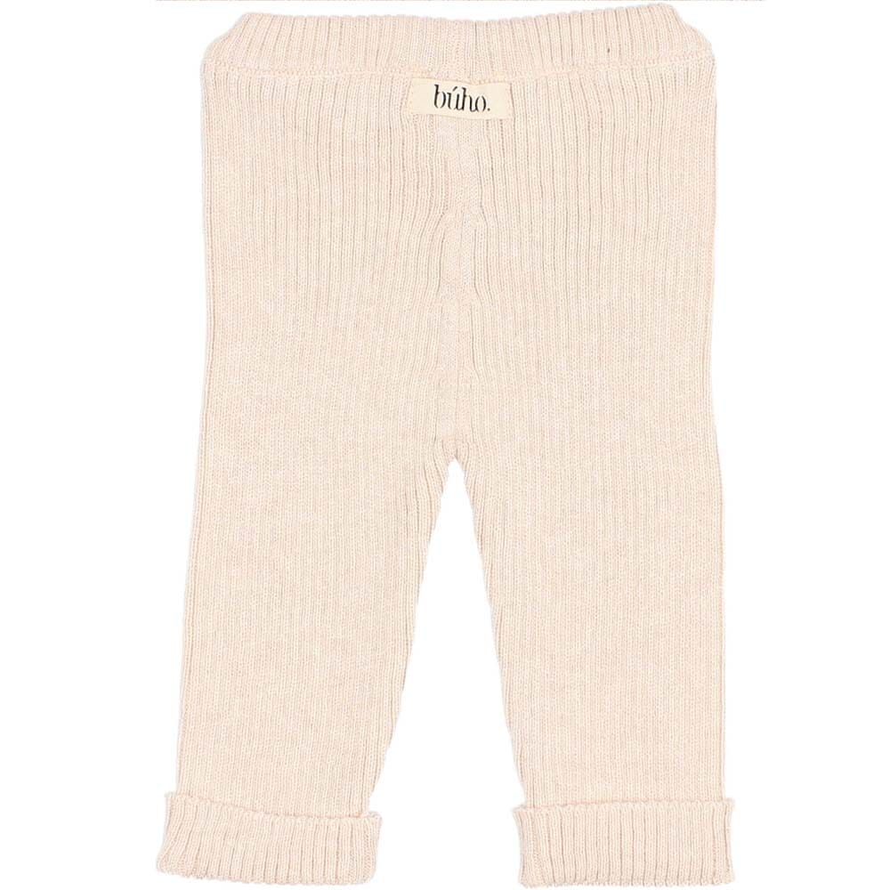 Newborn Sweater Knit Legging with Cuff - Cream Pink Pants Buho 