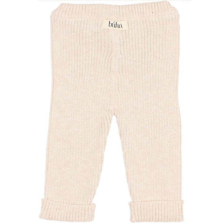 Newborn Sweater Knit Legging with Cuff - Cream Pink Pants Buho 