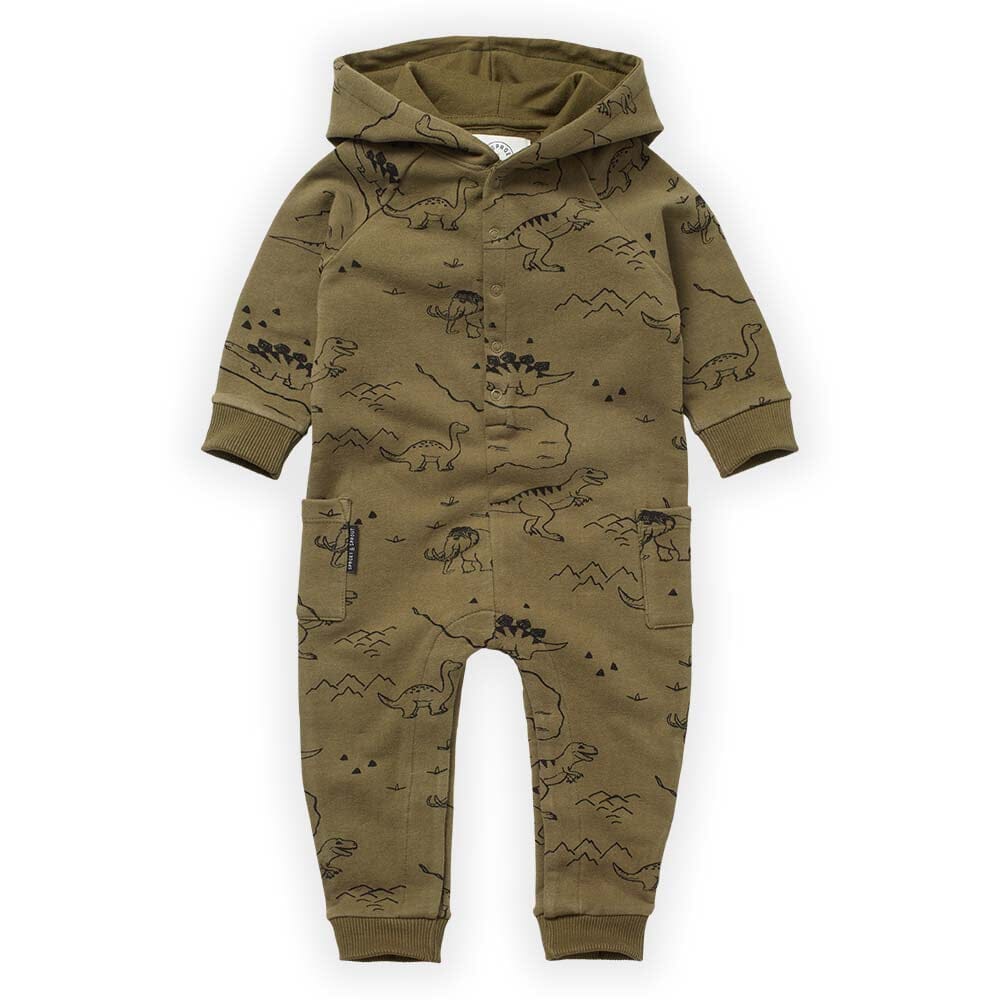 Dino Print Onesie - Khaki One Pieces Sproet & Sprout 