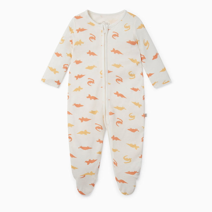 Dino Zip-Up Sleepsuit - Orange Dino