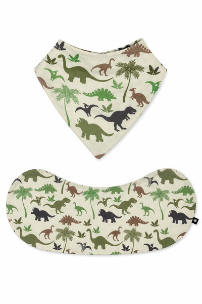 Sweet Bamboo Bib & Burp Cloth Set - Green Dino
