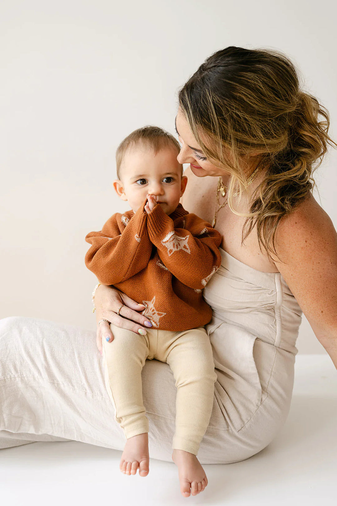 Baby Organic Fox Knit Sweater - Mocha Bisque