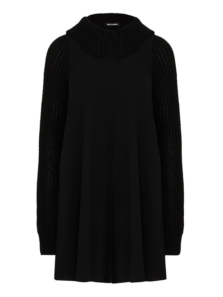 Knit Details Dress - Black