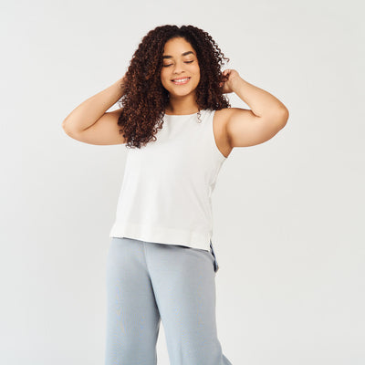 Hi-Lo Top - Sea Salt/White