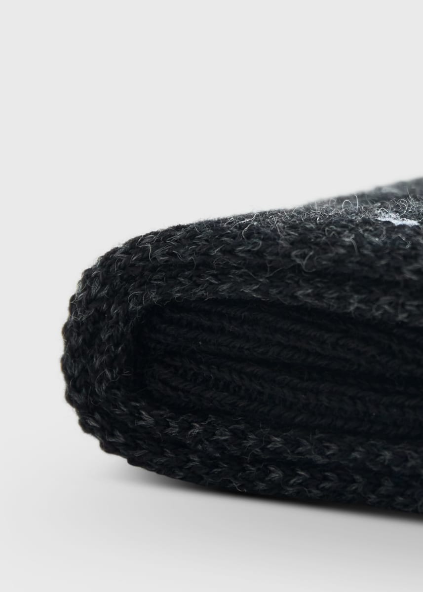 Wool Blend Oxford With Dots Sock - Black