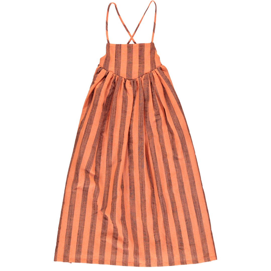 Long Balloon Dress - Orangeade w/Stripes