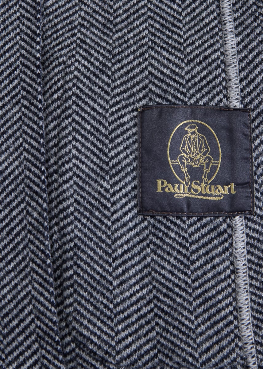 Knitted Bone Wool & Cashmere Jacket - Navy/Grey